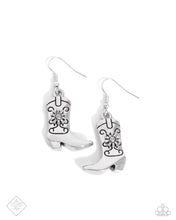 Load image into Gallery viewer, oak-sisters-jewelry-beloved-boots-silver-earrings-paparazzi-accessories-by-lisa