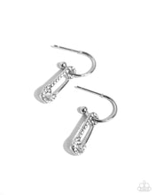 Load image into Gallery viewer, oak-sisters-jewelry-safety-pin-sentiment-white-earrings-paparazzi-accessories-by-lisa