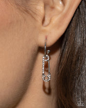 Load image into Gallery viewer, Paparazzi 🔆 Safety Pin Sentiment - White Earrings