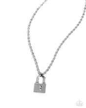 Load image into Gallery viewer, oak-sisters-jewelry-locked-lesson-silver-necklace-paparazzi-accessories-by-lisa