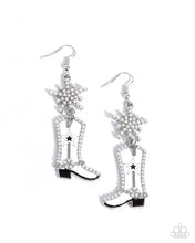 Load image into Gallery viewer, oak-sisters-jewelry-compelling-cowboy-white-earrings-paparazzi-accessories-by-lisa