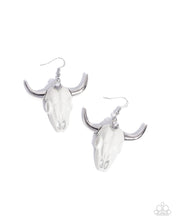 Load image into Gallery viewer, oak-sisters-jewelry-southwestern-skull-white-earrings-paparazzi-accessories-by-lisa