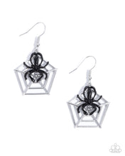 Load image into Gallery viewer, oak-sisters-jewelry-spiderweb-statement-black-earrings-paparazzi-accessories-by-lisa