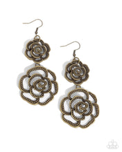 Load image into Gallery viewer, oak-sisters-jewelry-reminiscent-rosette-brass-earrings-paparazzi-accessories-by-lisa