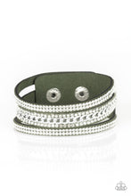 Load image into Gallery viewer, oak-sisters-jewelry-rollin-in-rhinestones-green-bracelet-paparazzi-accessories-by-lisa