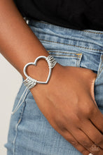 Load image into Gallery viewer, Paparazzi 🔆 Playing With My HEARTSTRINGS - Silver Bracelet