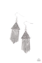 Load image into Gallery viewer, oak-sisters-jewelry-pyramid-sheen-silver-earrings-paparazzi-accessories-by-lisa