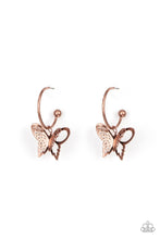 Load image into Gallery viewer, oak-sisters-jewelry-butterfly-freestyle-copper-earrings-paparazzi-accessories-by-lisa