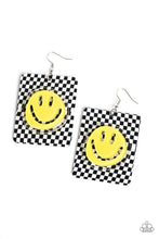 Load image into Gallery viewer, oak-sisters-jewelry-cheeky-checkerboard-yellow-earrings-paparazzi-accessories-by-lisa