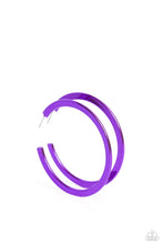 Load image into Gallery viewer, oak-sisters-jewelry-pop-hoop-purple-earrings-paparazzi-accessories-by-lisa