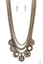 Load image into Gallery viewer, oak-sisters-jewelry-running-out-of-steampunk-brass-necklace-paparazzi-accessories-by-lisa