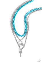 Load image into Gallery viewer, oak-sisters-jewelry-locked-labor-blue-necklace-paparazzi-accessories-by-lisa