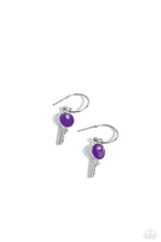 Load image into Gallery viewer, oak-sisters-jewelry-key-performance-purple-earrings-paparazzi-accessories-by-lisa