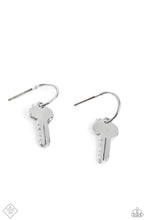 Load image into Gallery viewer, oak-sisters-jewelry-the-key-to-everything-silver-earrings-paparazzi-accessories-by-lisa