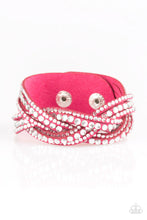 Load image into Gallery viewer, Paparazzi 🔆 Bring On The Bling - Pink Suede Rhinestone Wrap Bracelet
