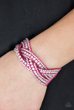 Load image into Gallery viewer, Paparazzi 🔆 Bring On The Bling - Pink Suede Rhinestone Wrap Bracelet
