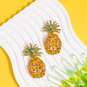 Paparazzi 🔆 Pineapple Pizzazz - Yellow Post Earrings