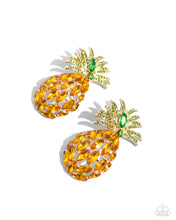 Load image into Gallery viewer, oak-sisters-jewelry-pineapple-pizzazz-yellow-post earrings-paparazzi-accessories-by-lisa
