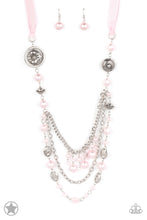 Load image into Gallery viewer, oak-sisters-jewelry-pink-ribbon-and-pearls-blockbuster-necklace-paparazzi-accessories-by-lisa
