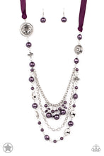 Load image into Gallery viewer, oak-sisters-jewelry-purple-ribbon-with-purple-pearls-blockbuster--paparazzi-accessories-by-lisa
