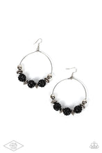 Load image into Gallery viewer, oak-sisters-jewelry-threaded-hoops-black-shimmer-accent-blockbust-paparazzi-accessories-by-lisa
