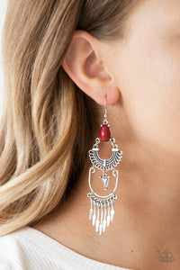 Paparazzi 🔆 Progressively Pioneer - Red Earrings