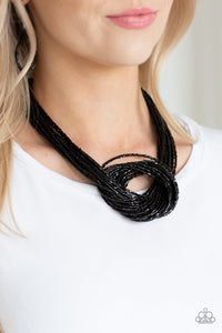 Paparazzi 🔆 Knotted Knockout - Black Necklace