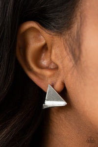 Paparazzi 🔆 Die TRI-ing - Silver Post Earrings