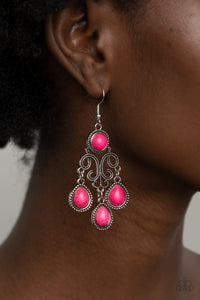 Paparazzi 🔆 Canyon Chandelier - Pink Earrings