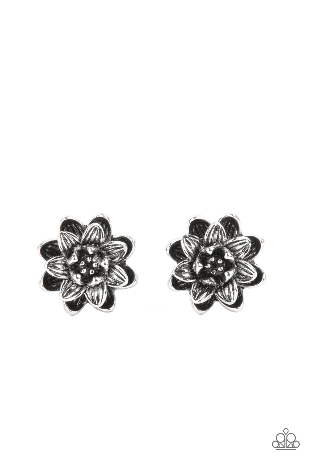 oak-sisters-jewelry-water-lily-love-silver-post earrings-paparazzi-accessories-by-lisa