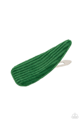 oak-sisters-jewelry-colorfully-corduroy-green-hair clip-paparazzi-accessories-by-lisa