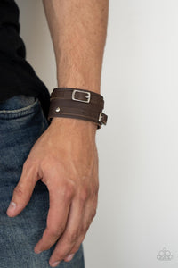 Paparazzi 🔆 Bronco Bustin Buckles - Brown Mens Bracelet