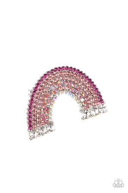 oak-sisters-jewelry-somewhere-over-the-rhinestone-rainbow-pink-hair clip-paparazzi-accessories-by-lisa