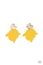 Load image into Gallery viewer, oak-sisters-jewelry-crimped-couture-yellow-post earrings-paparazzi-accessories-by-lisa
