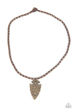 Load image into Gallery viewer, oak-sisters-jewelry-get-your-arrowhead-in-the-game-brass-necklace-paparazzi-accessories-by-lisa
