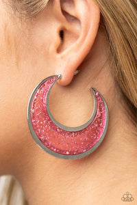 Paparazzi 🔆 Charismatically Curvy - Pink Earrings