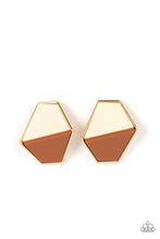 Load image into Gallery viewer, oak-sisters-jewelry-generically-geometric-brown-post earrings-paparazzi-accessories-by-lisa
