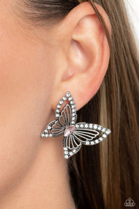 Paparazzi 🔆 Wispy Wings - Pink Post Earrings