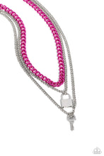 Load image into Gallery viewer, oak-sisters-jewelry-locked-labor-pink-necklace-paparazzi-accessories-by-lisa
